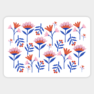 Vintage Floral Pattern Classic Blue Sticker